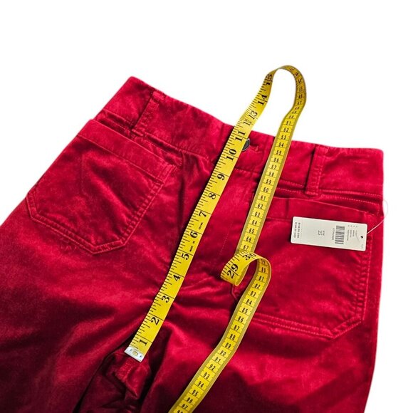 Anthropologie Maeve The Colette Crop Wide Leg Pant, Velvet, Red, Hi-Rise, Sz 25 - Picture 8 of 9
